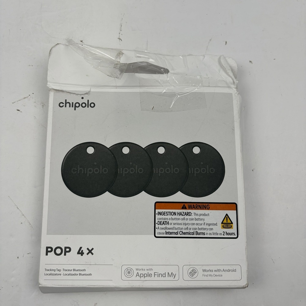 2 Chipolo POP Tracking Tags Black for iPhone Apple Find My or Android NOB